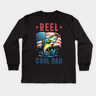 Reel Cool Dad Fishing fathers day gift for husband dad Kids Long Sleeve T-Shirt